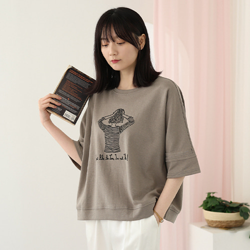 [웬디즈갤러리]뒷머리 소녀 7부 티셔츠 NTS116